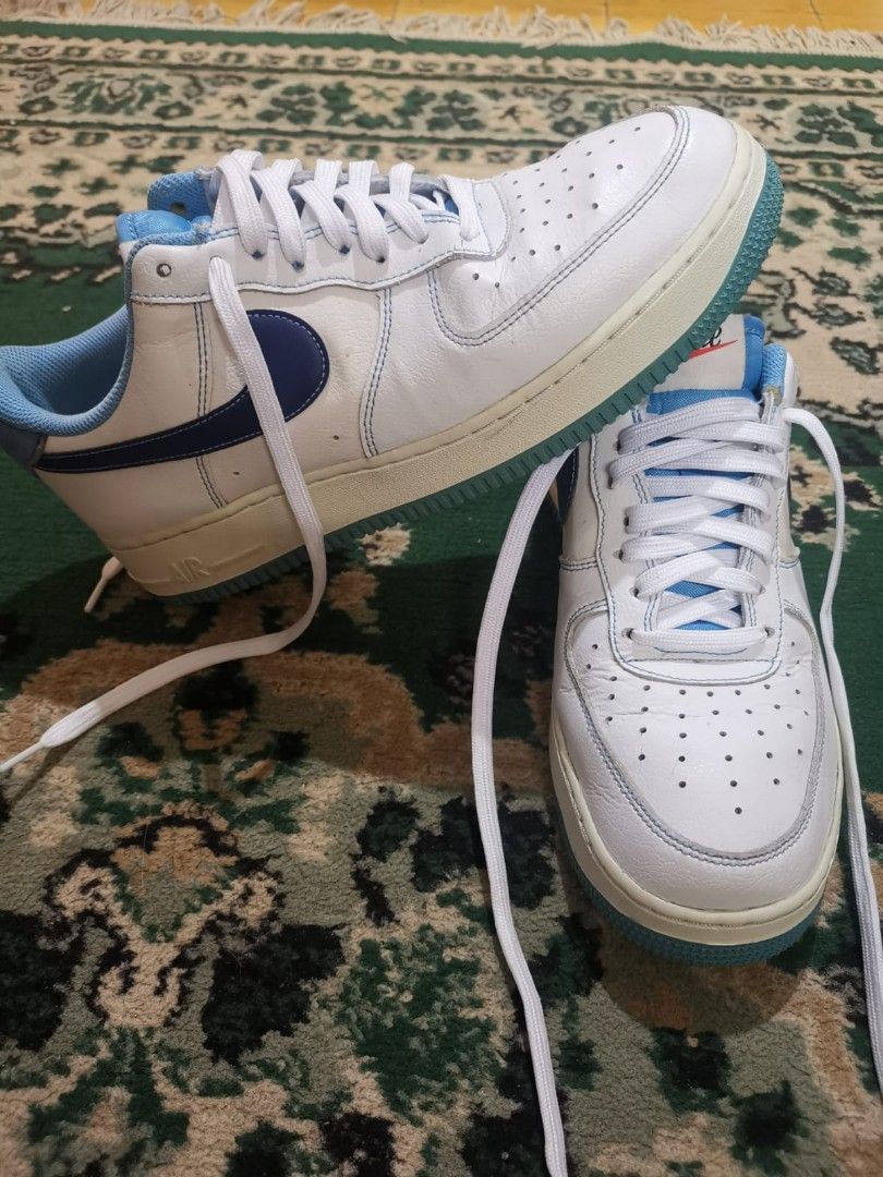university blue and white air force ones