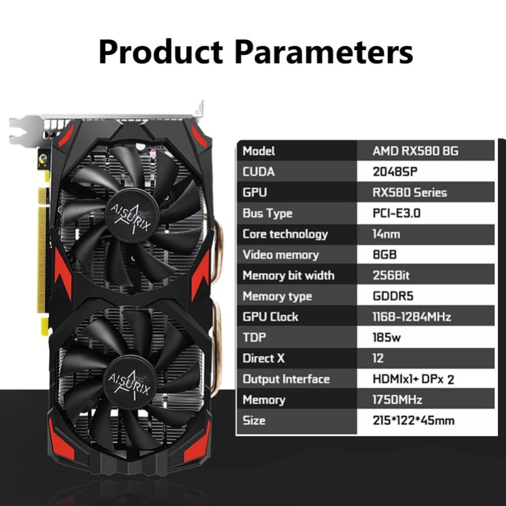 AISURIX RX588 (RX580 8G) Graphics Card Type Platinum Star DDR5 Large V ...