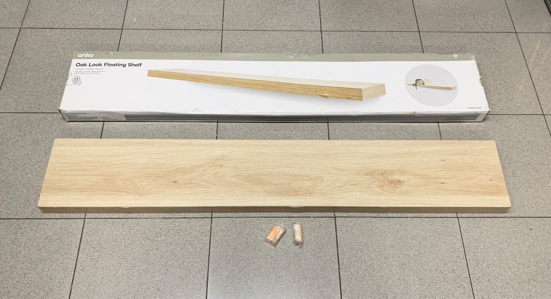 Anko Floating Shelf, 1.1 meter, Oak Look, Furniture & Home Living