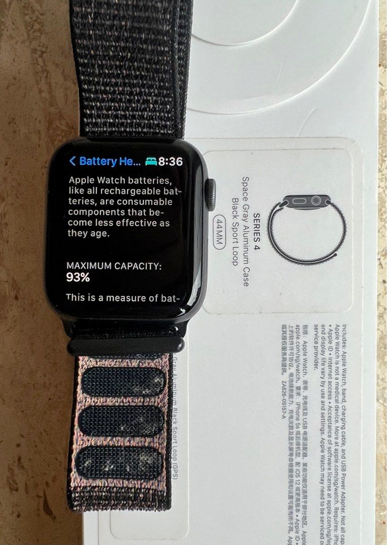 Apple Watch 44mm Series 4 Aluminium battery health 93 Mobile Phones Gadgets Wearables Smart Watches on Carousell