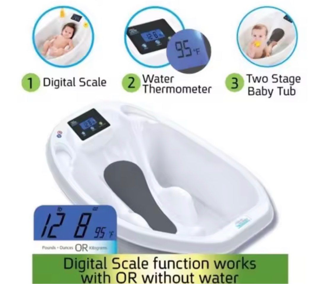 Aquascale Digital Scale & thermometer 3in1 infant bath tub, Babies