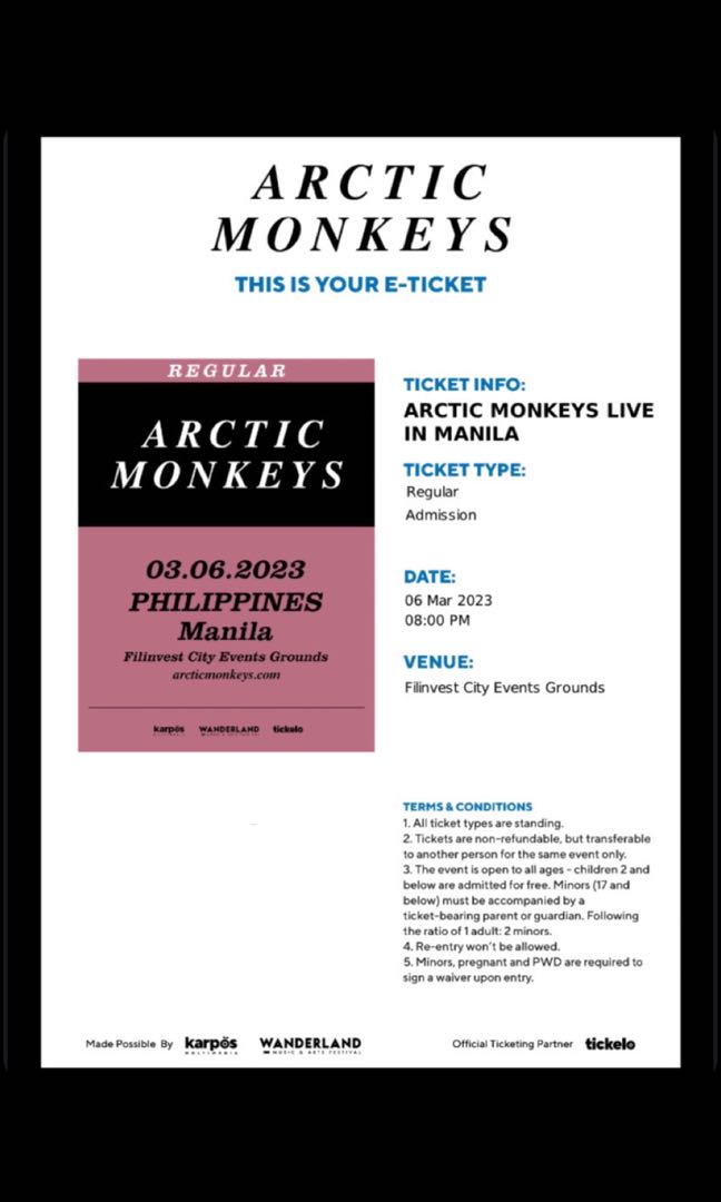 Arctic Monkeys Concert, Tickets & Vouchers, Event Tickets on Carousell