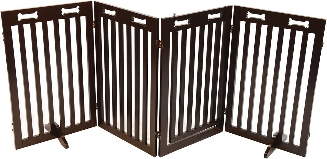 Arf Pets Free Standing Wood Dog Gate with Walk Through Door Expandsup To 80 Wide 31.5 High Bonus Set of Foot Supporters Included Upgraded 2019 Stronger model Pet Supplies Homes