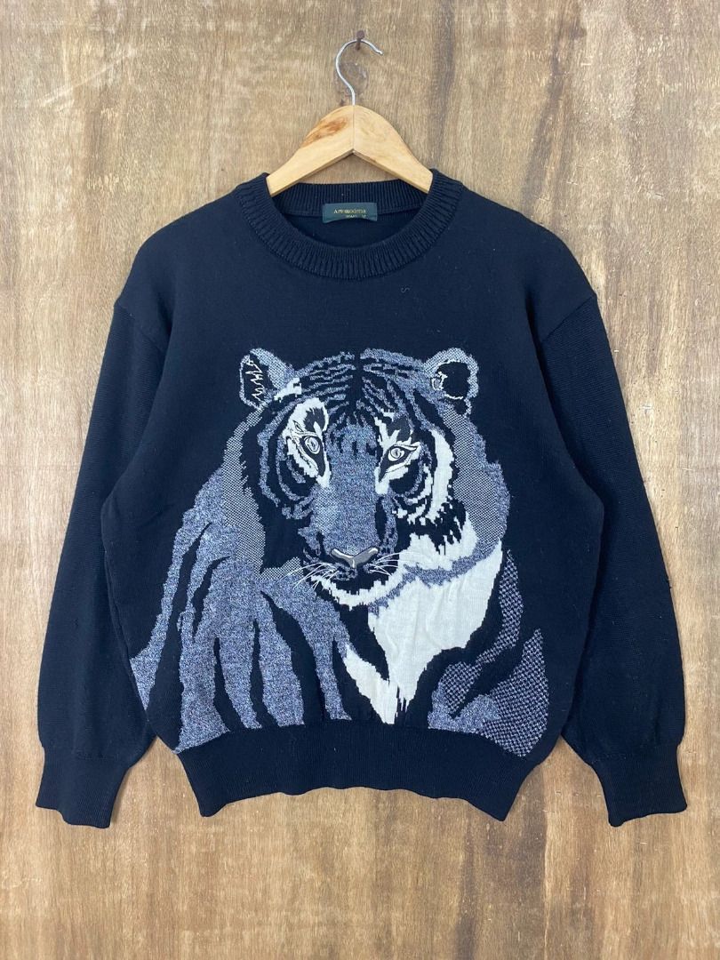Artemodena Black Tiger Knit Sweaters Women s Fashion Coats