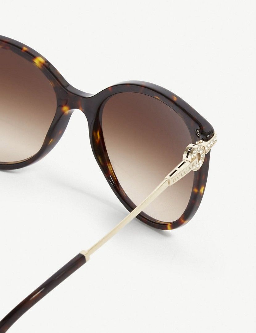 Authentic Bvlgari sunglasses Round havana frames, brown lenses, flat