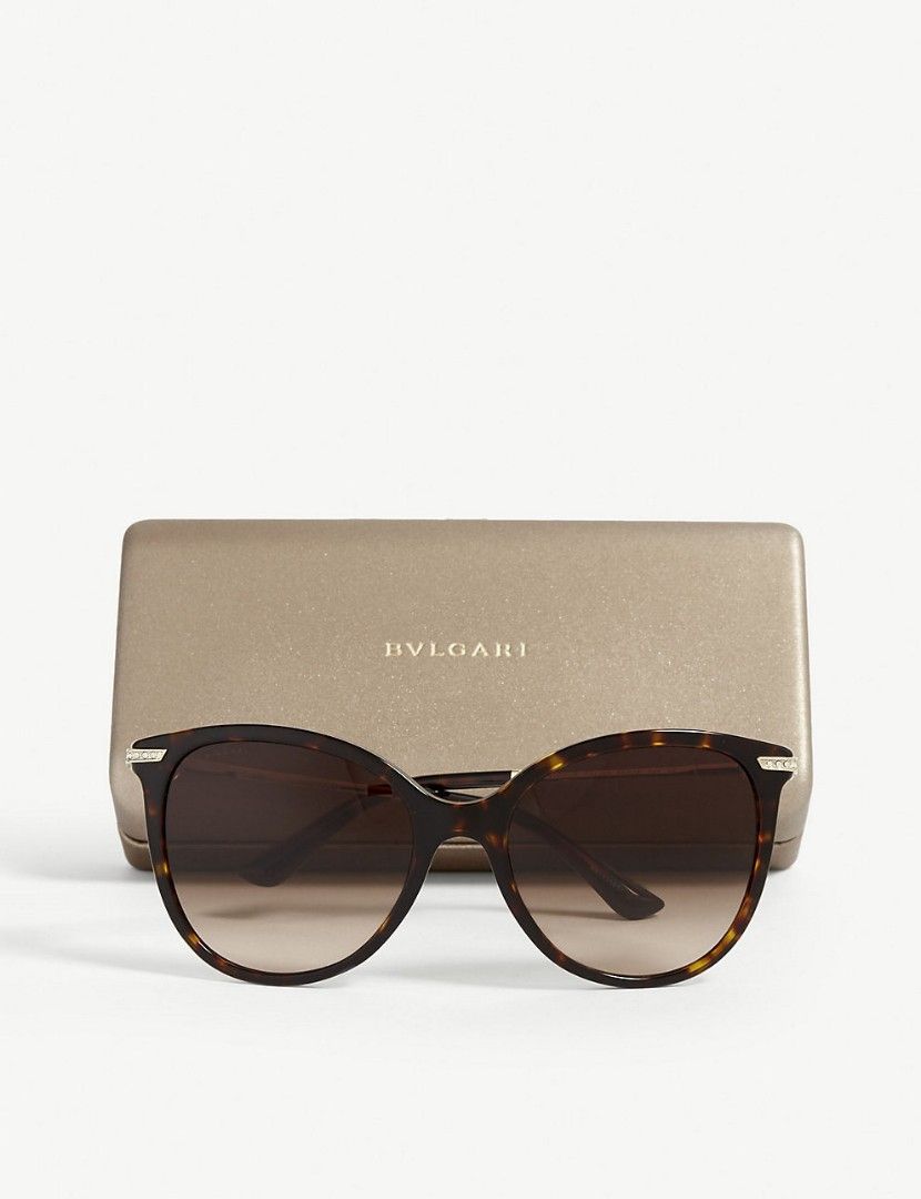 Authentic Bvlgari sunglasses Round havana frames, brown lenses, flat