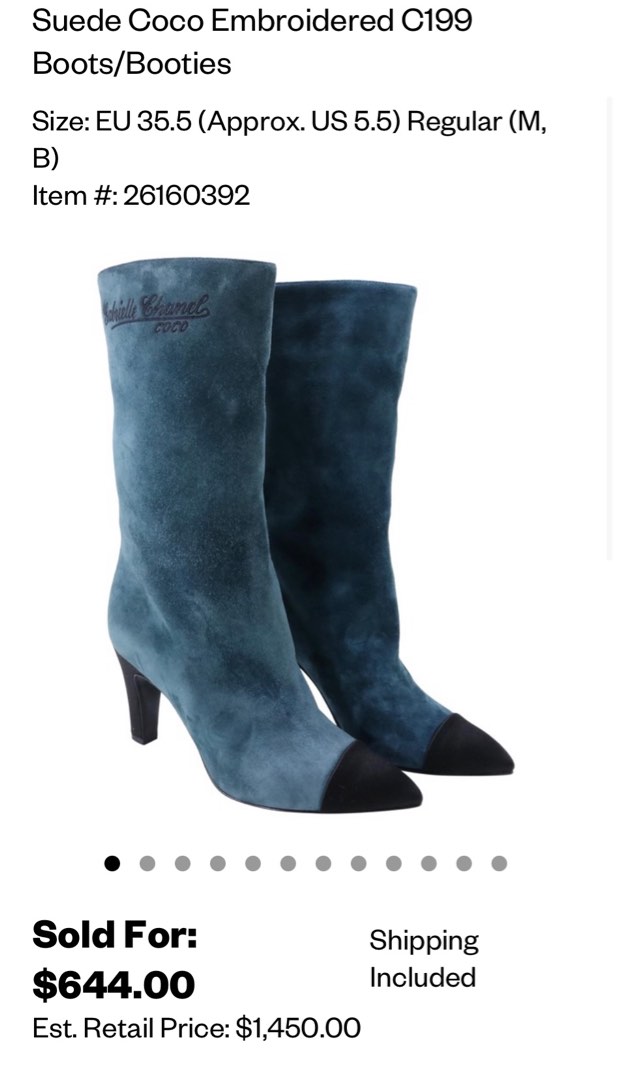 AUTHENTIC CHANEL COCO GABRIELLE SUEDE Blue boots
