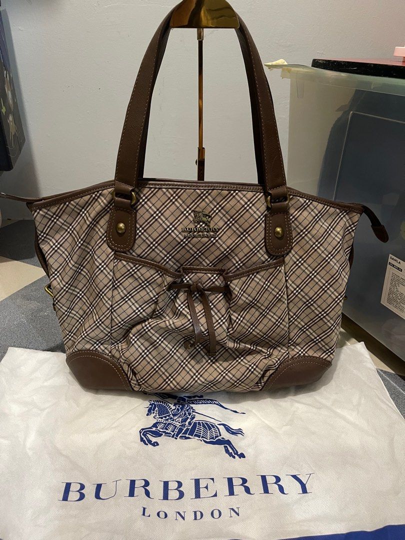 Authentic cheapest Burberry checkered canvas x leather shoulder