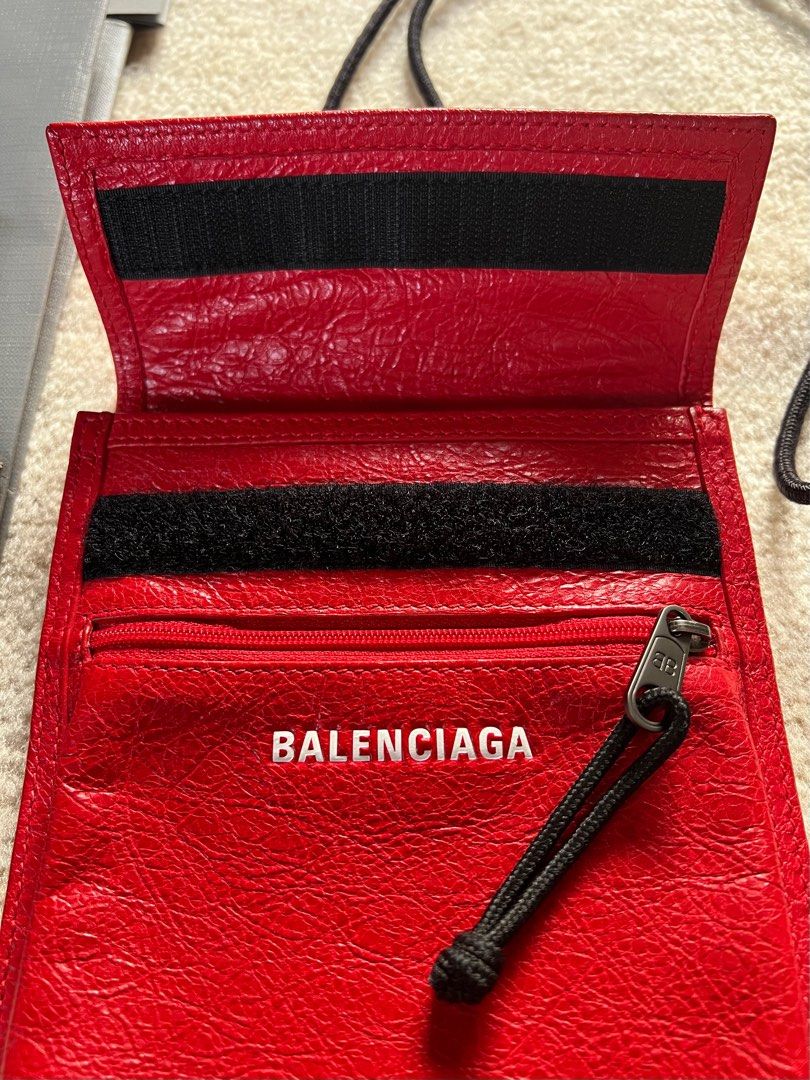 Balenciaga Red Leather Explorer Pouch Crossbody Bag