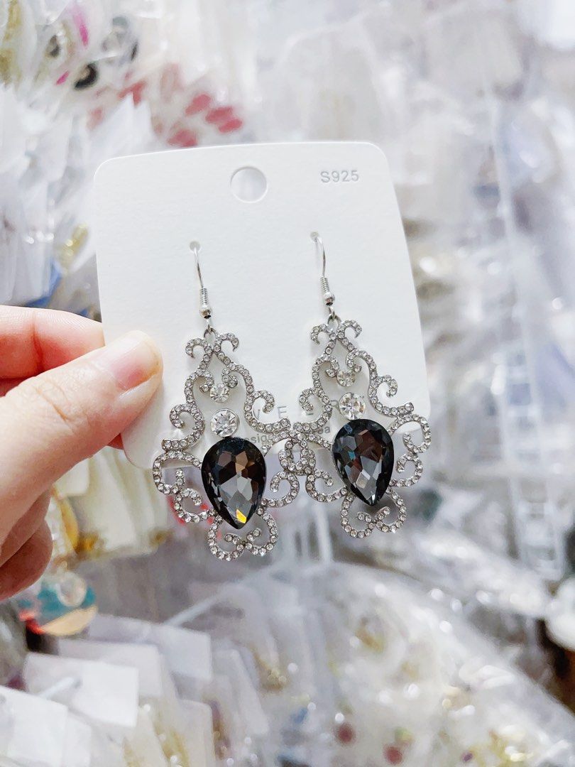 Baroque earrings grey earrings big earrings statement earrings