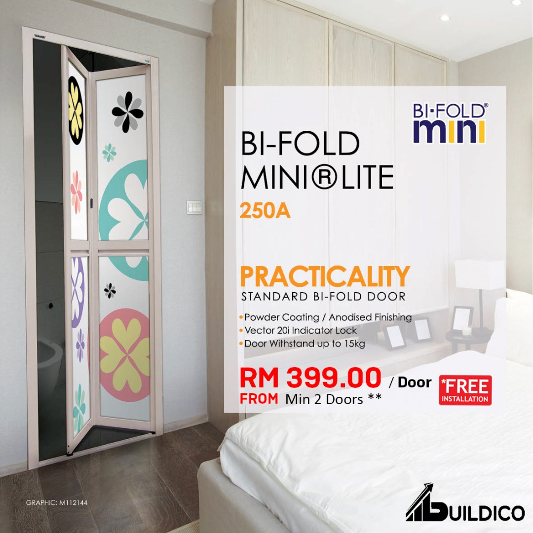 Bifold Bi Fold Door Bathroom door for your house, Furniture & Home
