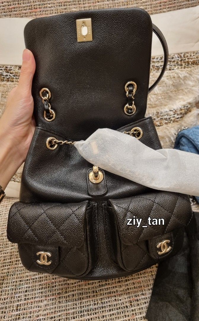 BNIB Chanel 23P Backpack Big Size Duma Black Caviar, Luxury, Bags