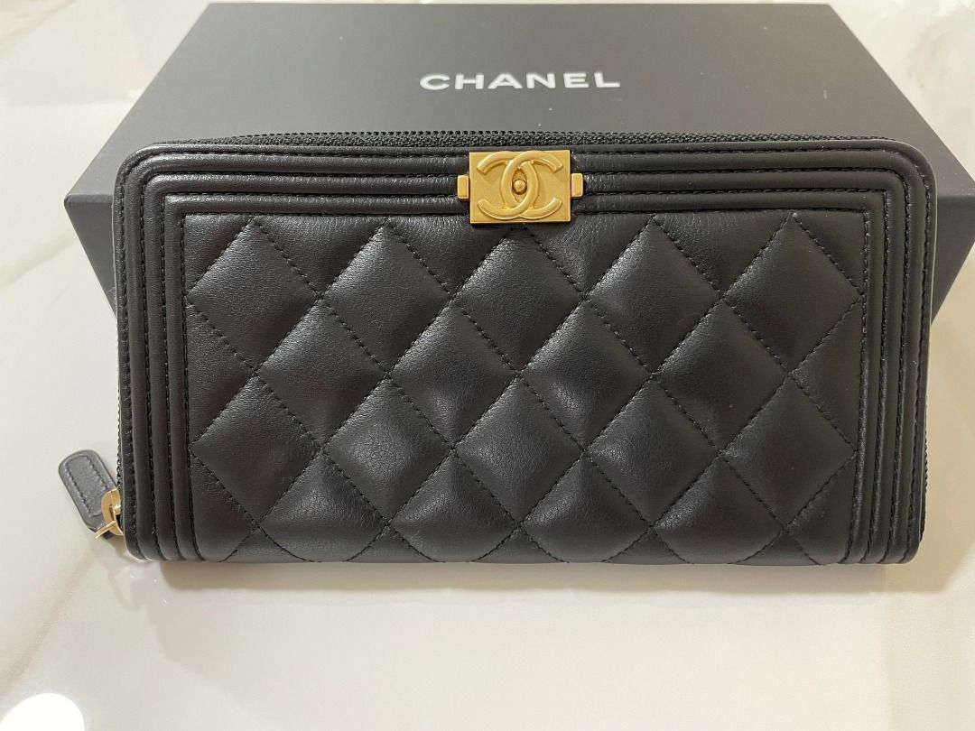 Chanel, Caviar So Black Boy Long Zip Wallet