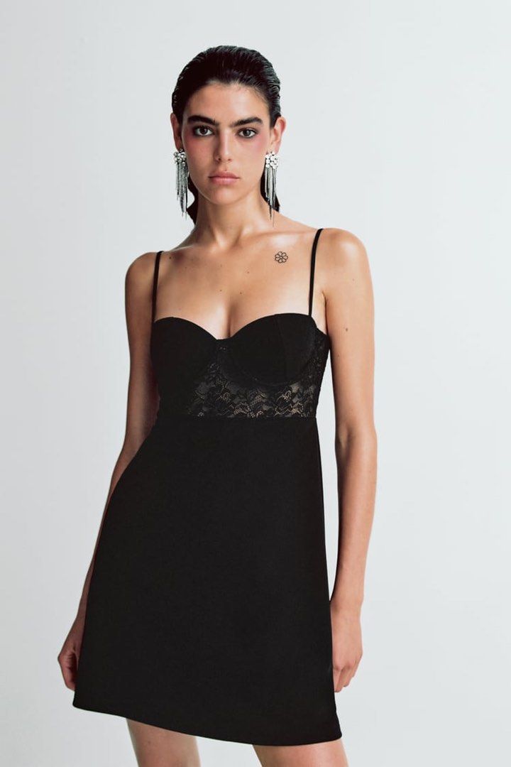 Brand New Zara Black Lace Mini Dress - S, Women's Fashion, Dresses & Sets,  Dresses on Carousell