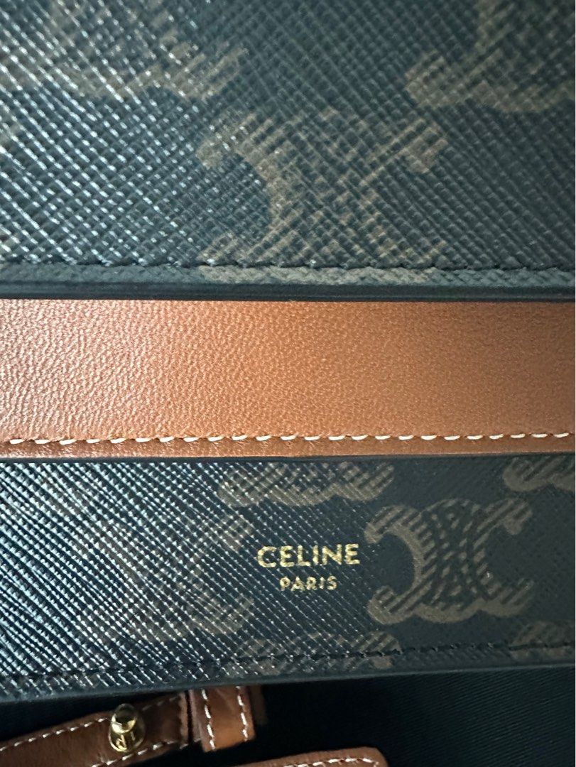 Shop CELINE Triomphe Canvas Wallet on strap in triomphe canvas and smooth  lambskin (10D852CG9.04LU) by MoonSwan