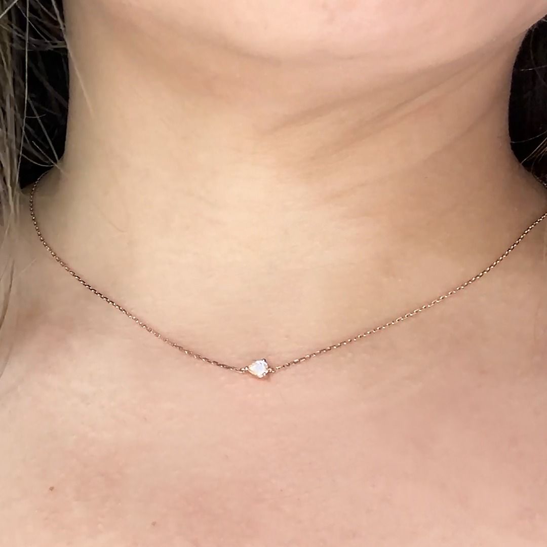 Dainty single sales diamond necklace