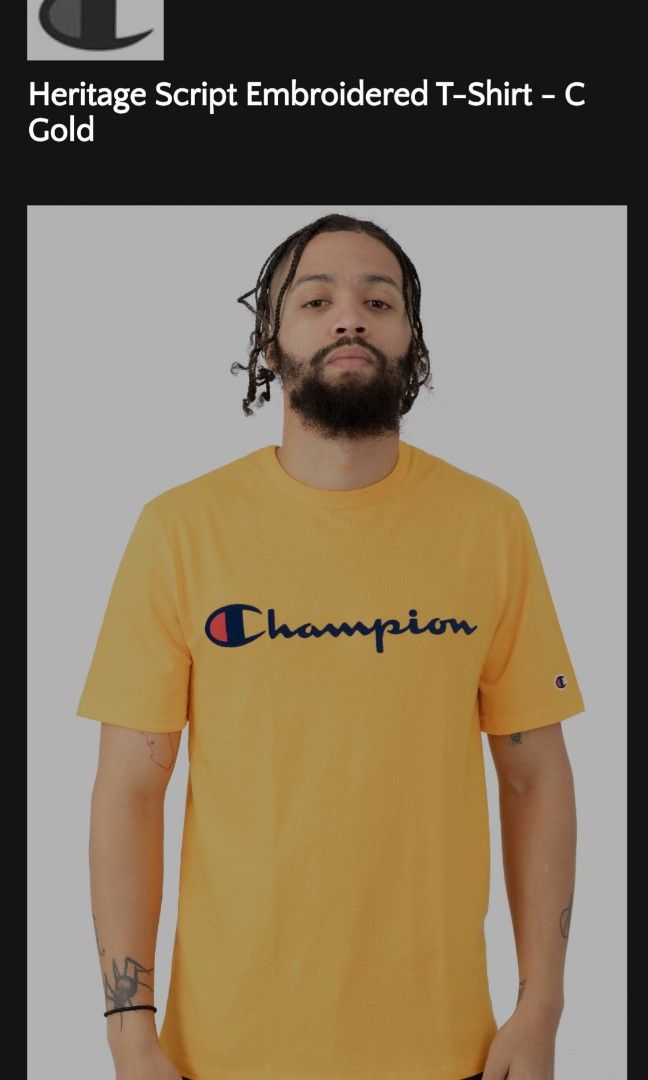 CHAMPION T SHIRT Gold Size S