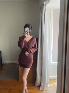 Chocolate Knit Mini Dress
