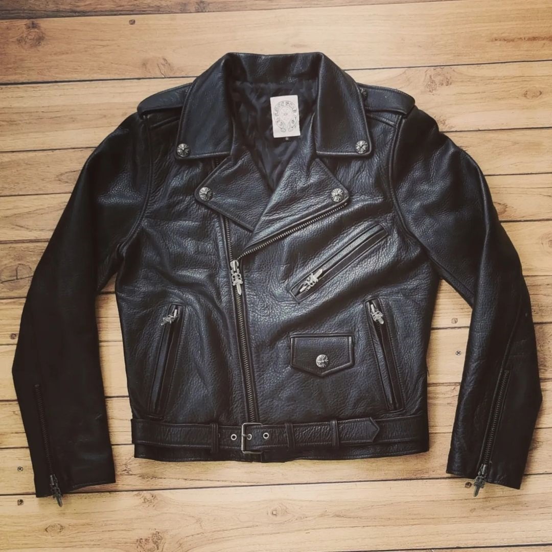Chrome Hearts Leather Jacket / Jaket Kulit, Fesyen Pria, Pakaian , Baju ...