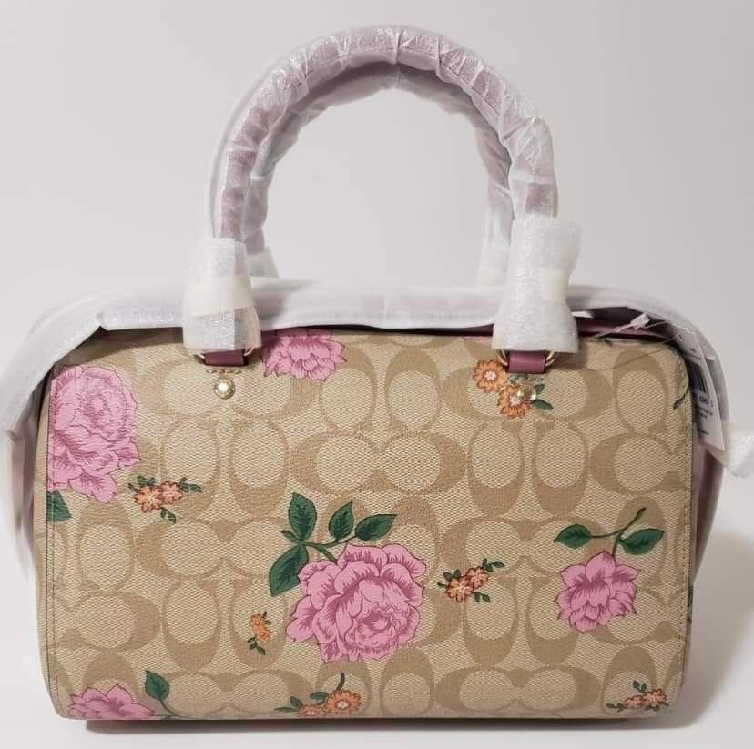 Coach prairie satchel with rose print on sale
