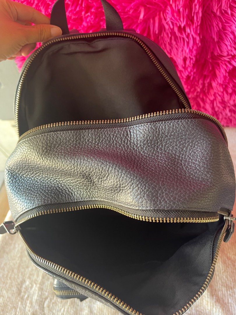 Coach Men's West Large Black Leather Backpack Shoulder Bookbag