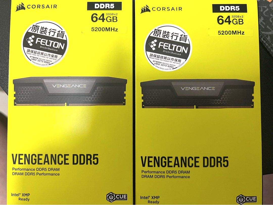 Corsair Vengeance DDR5 64GB (32GBx2) DRAM 5200MHz - 有2 packs