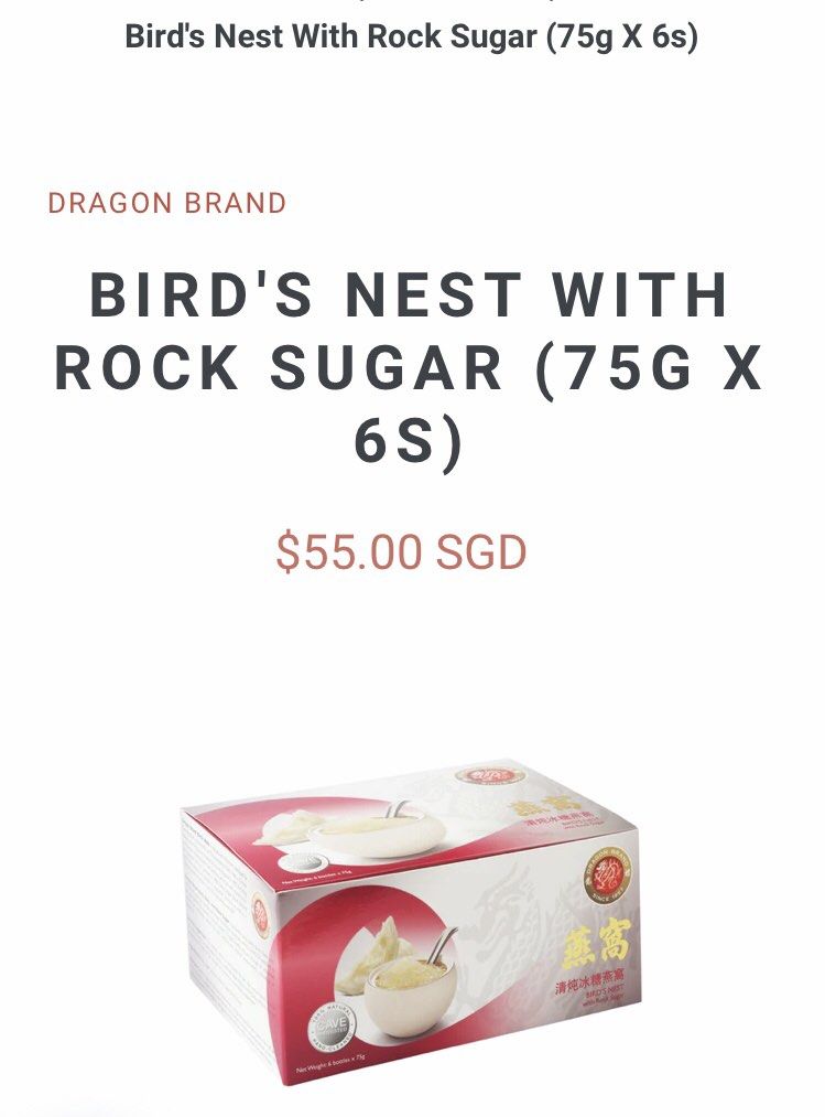 Dragon Brand Bird Nest with Rock Sugar, Food & Drinks, Other Food