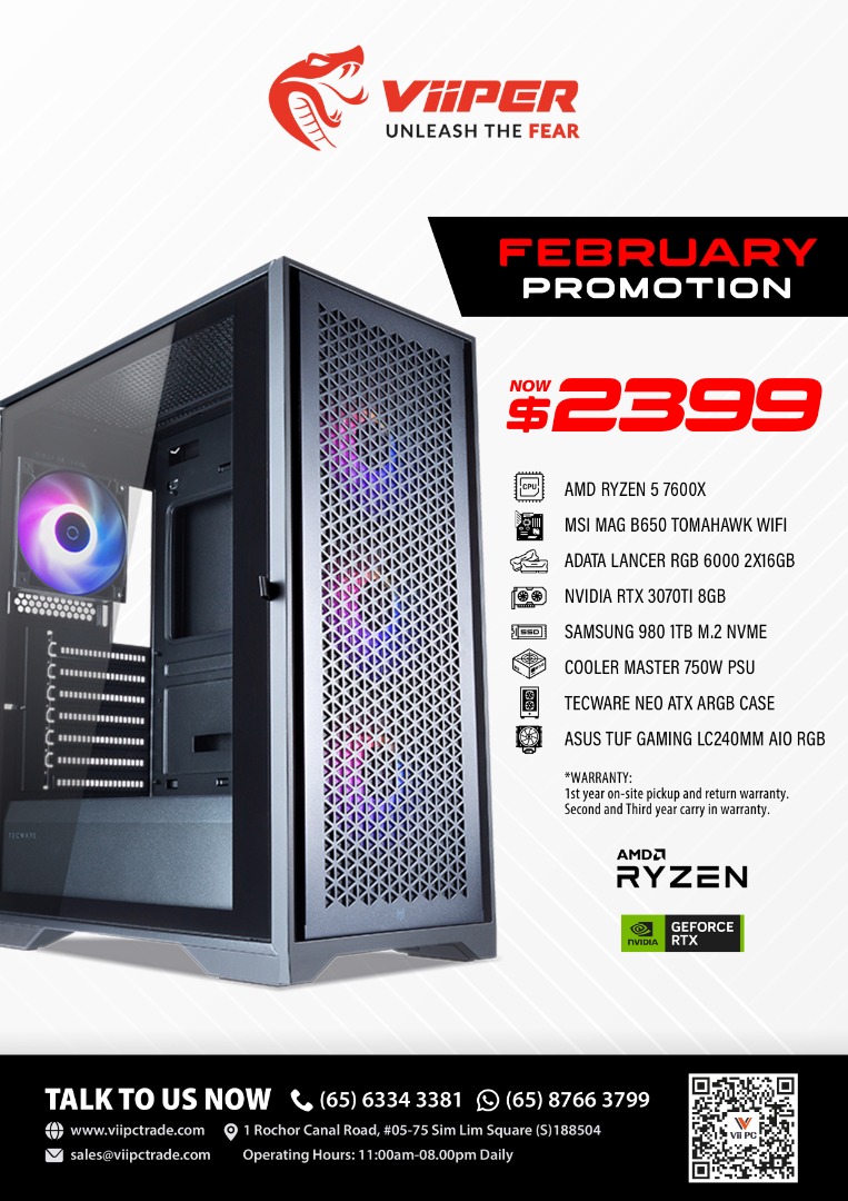 FED SALE AMD Ryzen 5 7600x + RTX 3070Ti custom pc custom computer