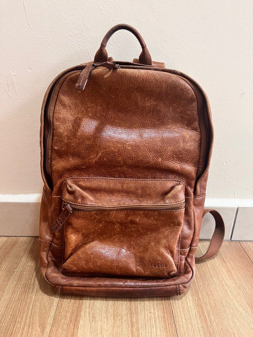 Leather backpack purse best sale fossil
