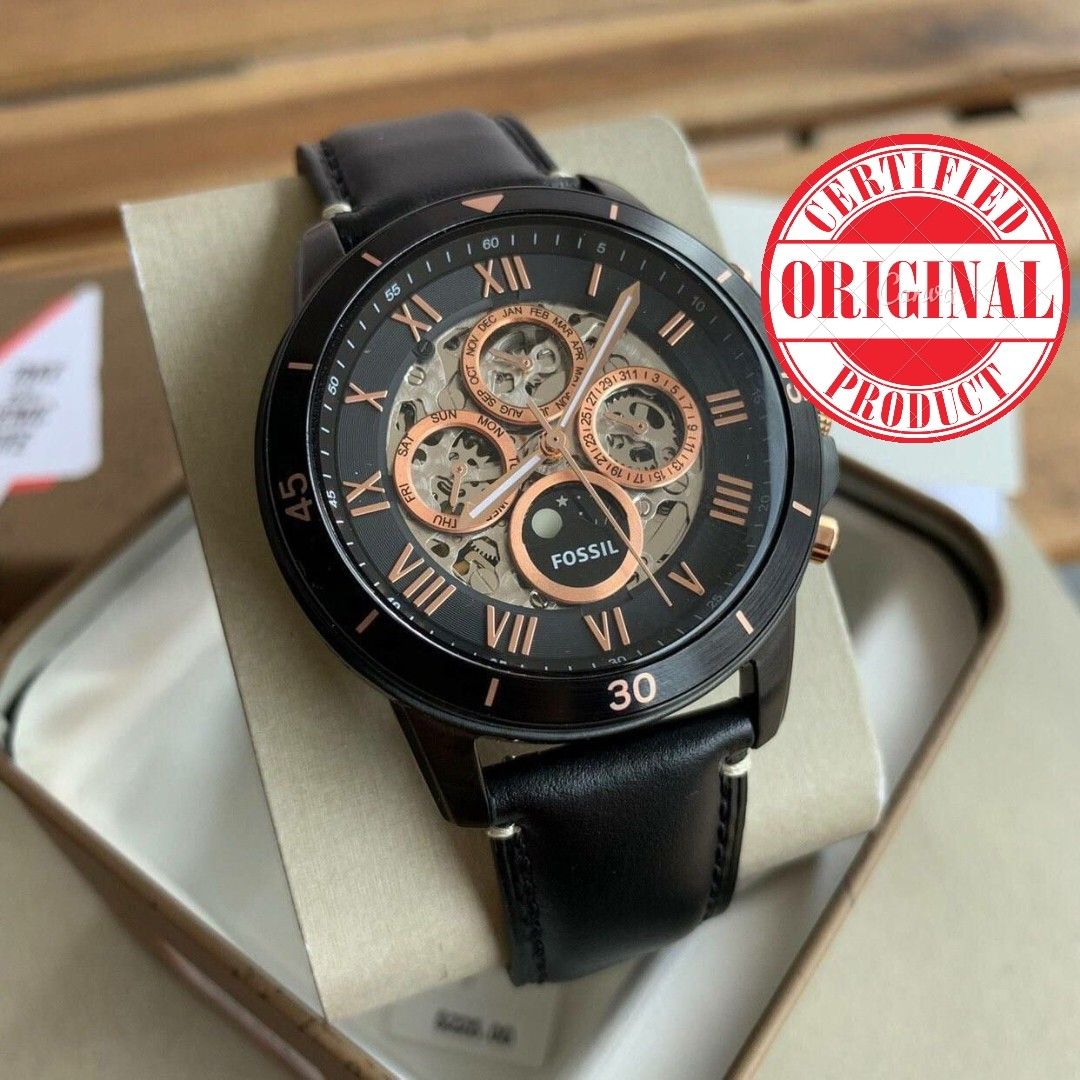 Grant sport automatic black leather watch outlet