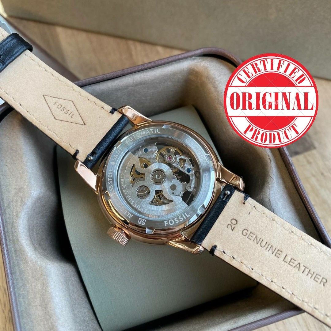 Fossil Townsman Three Hand Automatic Black Leather Watch ME3084