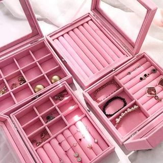 Gift Display Fashion Velvet Necklace Jewelry Box Bracelet Showcase Storage Organizer Stackable

Pink only