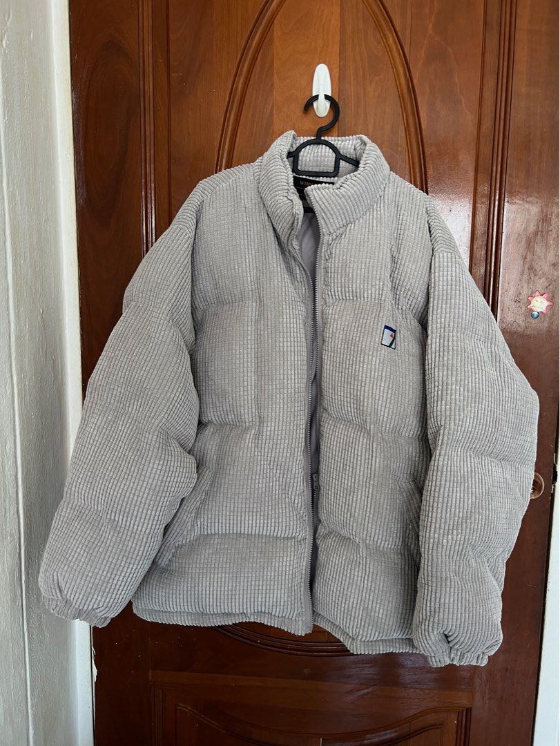 Grey puffer jacket Unisex autumn winter Men s Fashion Coats