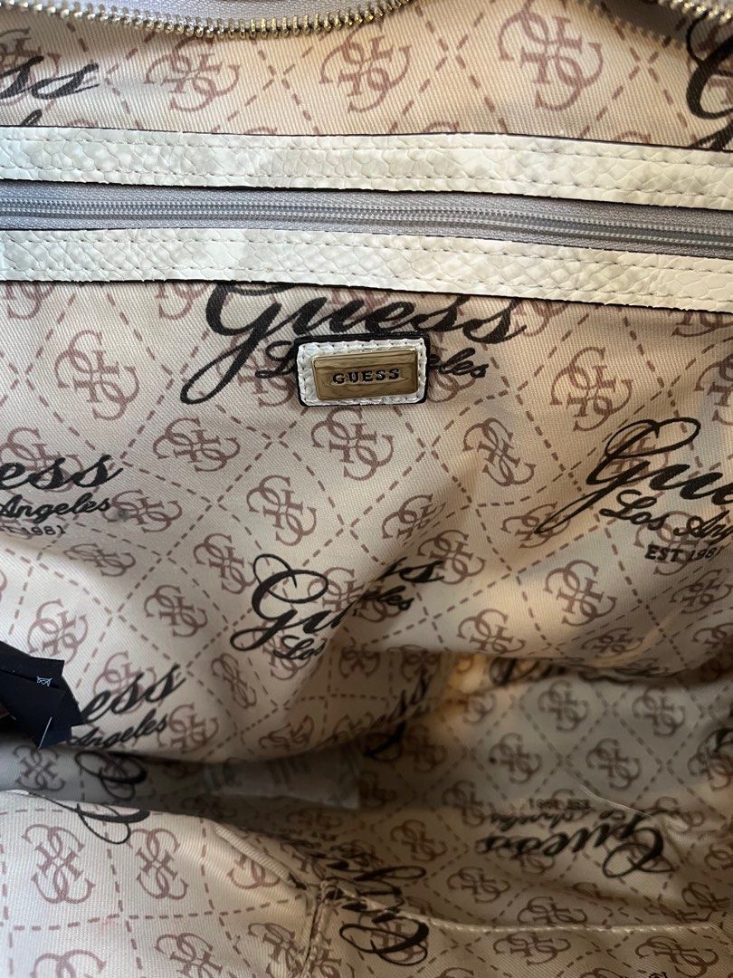 GUESS ORIGINAL SHOULDER/TOTE BAG WHITE, Women's Fashion, Bags