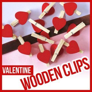 Heart Red Wooden Clips Happy Valentines Day Party Needs