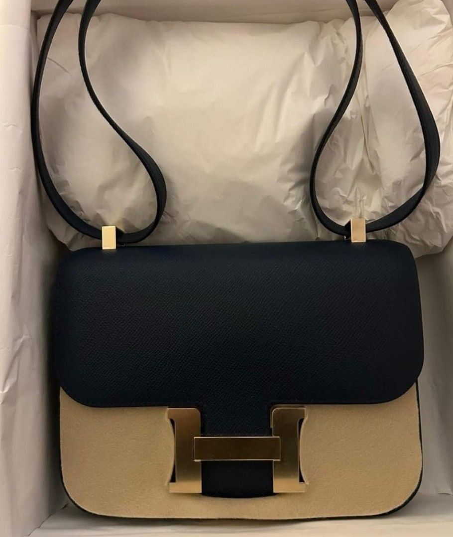 Hermès Hermès Constance 24 Epsom Leather Crossbody Bag-Bleu Du