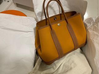 Hermes Garden Party GP 30 in Desert Canvas / Gold Leather