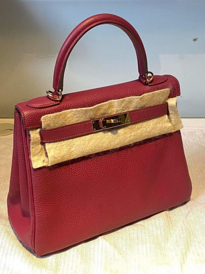 Hermes Vintage Rouge H 28cm Box calf Red Kelly Sellier Bag GHW