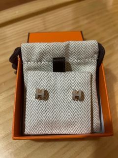 Hermes Mini Pop H Earrings_Marron Glacé RGHW