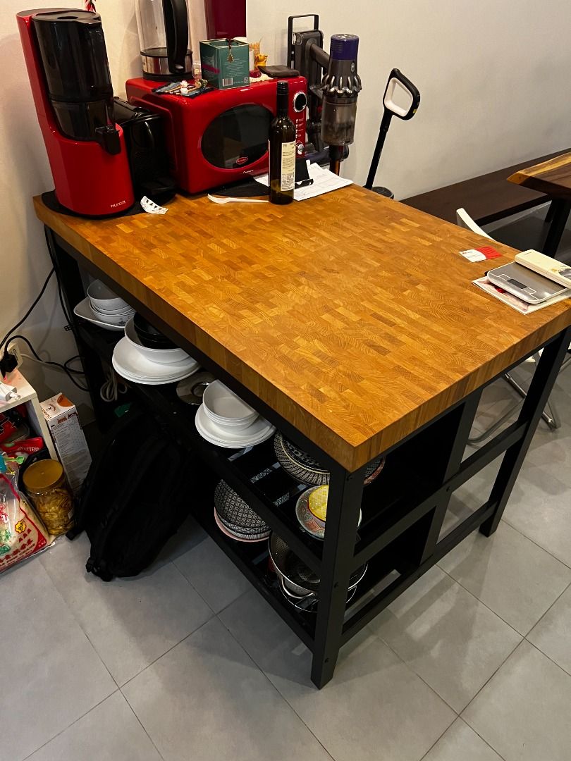 Ikea Kitchen Island with shelves VADHOLMA 126x79x90 cm, Furniture