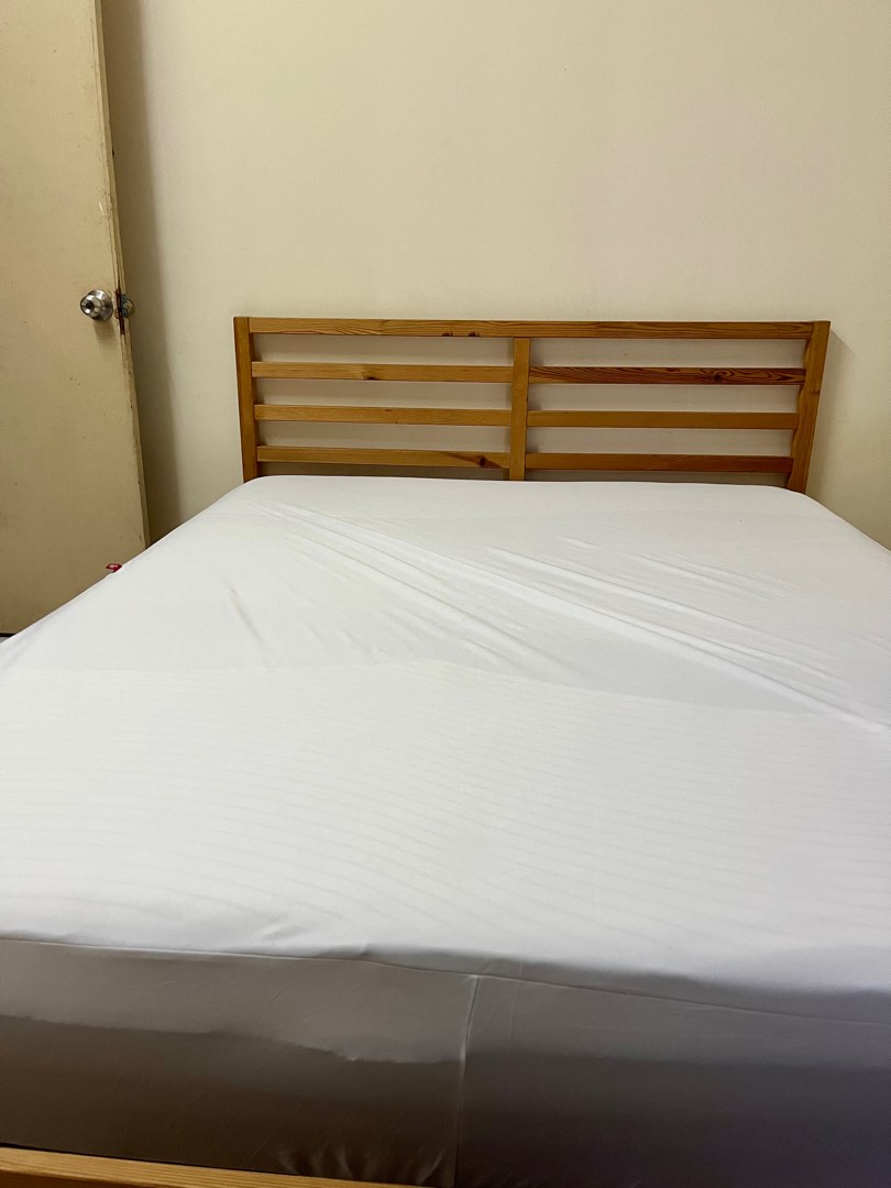 Ikea Queen bed frame & mattress, Furniture & Home Living, Furniture