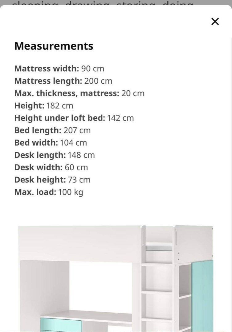 IKEA SMASTAD LOFT BED, Furniture & Home Living, Furniture, Bed Frames