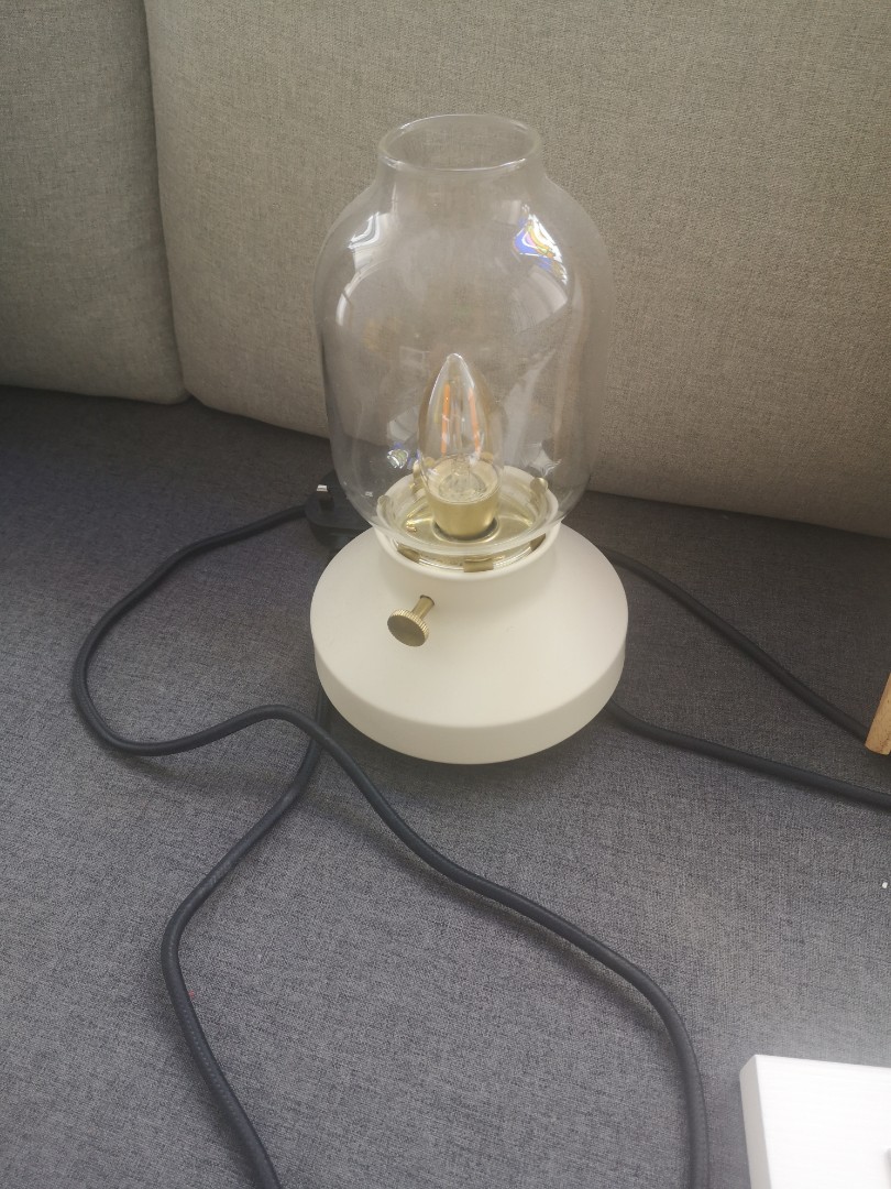 SAXHYTTAN Table lamp with LED bulb, beige/black, 10 - IKEA