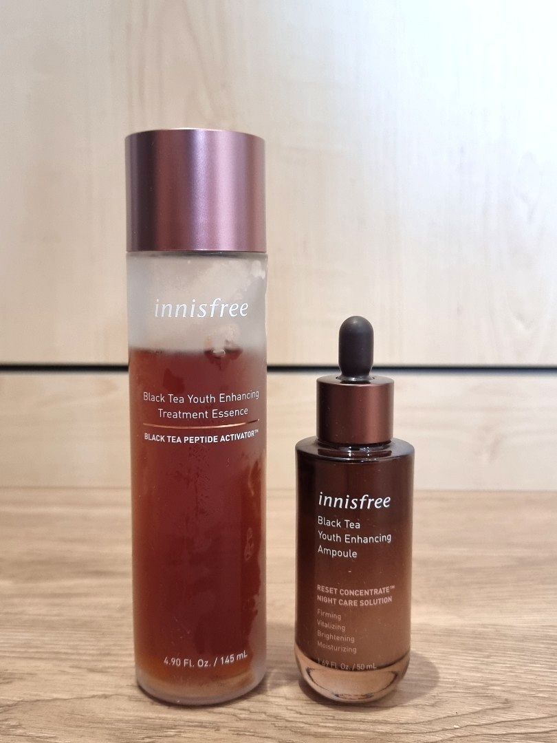 Innisfree Black Tea Youth Enhancing Ampoule & Treatment Essence, Beauty