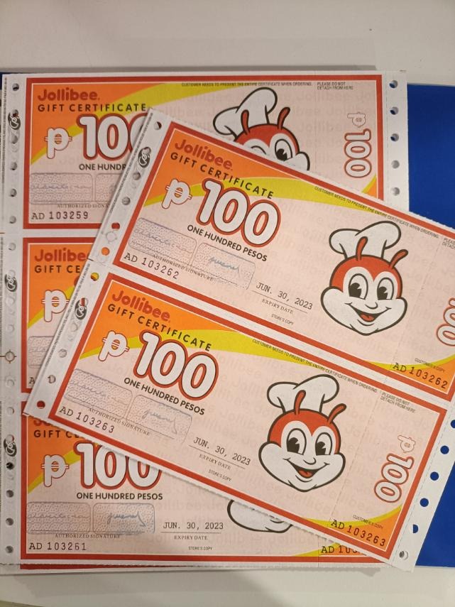 Jollibee Gift Certificates Tickets Vouchers Store Credits on Carousell