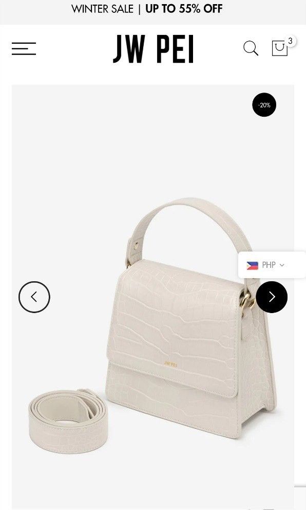 JW Pei Fae Top Handle Ivory Croc, Women's Fashion, Bags & Wallets