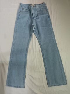 Light denim straight leg jeans