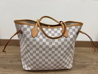 USED Louis Vuitton Neverfull Neo Mm White Damier Azur Canvas Tote