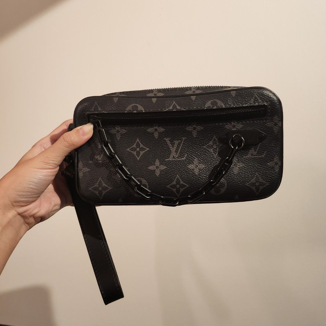 LOUIS VUITTON Pochette Volga Monogram Eclipse, Luxury, Bags & Wallets on  Carousell