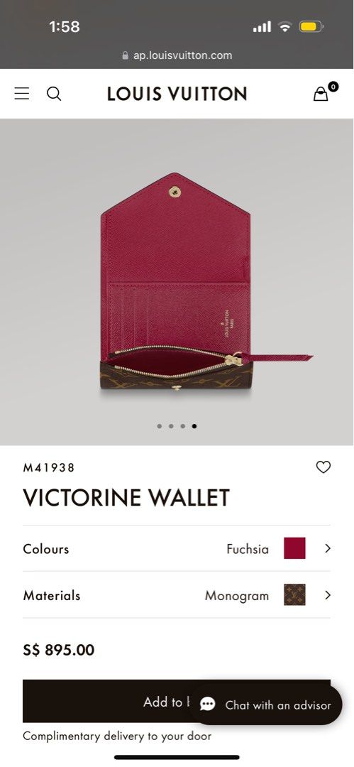 Louis Vuitton Victorine Wallet Wine Monogram Empreinte